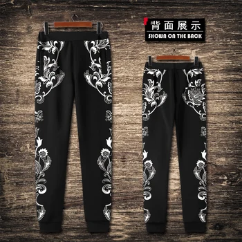Kitajski slog val vode vzorec tiskanje moda priložnostne sweatpants Nov prihod vrh kakovosti prevelik ulične hlače moški S-4XL - 