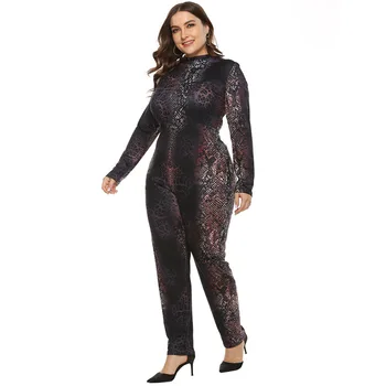 Leopard Natisniti Ženske Priložnostne Jumpsuits Plus Velikost XL-5XL O-vratu Dolg Rokav Sportwear Jeseni, Pozimi Ženska je Visoko Kakovost igralne obleke - 