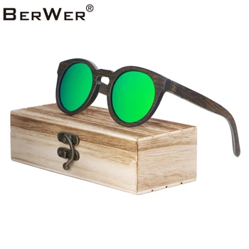 BerWer Letnik Bambusa Lesene sončna Očala Ročno Polarizirana Ogledalo Modni Očala očala iz Lesa Polje - 