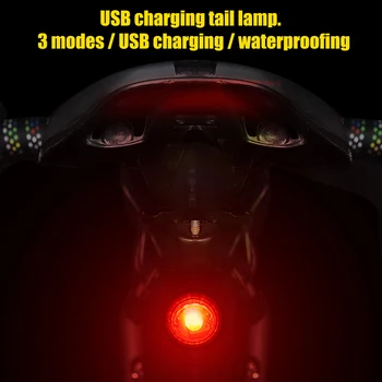 2Pcs LED Izposoja Svetloba Nastavite USB Polnilne Nepremočljiva kolesarske luči Gorsko Kolo opozorilna Lučka Zasveti za mtb Lahka kolesa - 