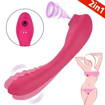 Močno Sesanje Vibrator Sex Igrača Za Ženske Masturbator Klitoris Nastavek Stimulator Dvojno Motornih Ogrevanje Bedak Vibrator Blowjob - 