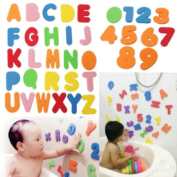 36pcs/Niz Alfanumeričnih Pismo Puzzle Baby Kopel Igrače Mehko EVA Otroci Baby Vodne Igrače Za Kopalnico Začetku Izobraževalne Sesalna Do Igrač - 