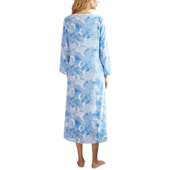Pomlad Gospe Natisnjeni Nightdress Dolg Rokav Pižamo Priložnostne Homewear 2020 n - 