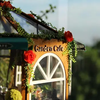 DIY Miniaturne Rože Coffee House Model Komplet s Prahom Pokrov - 