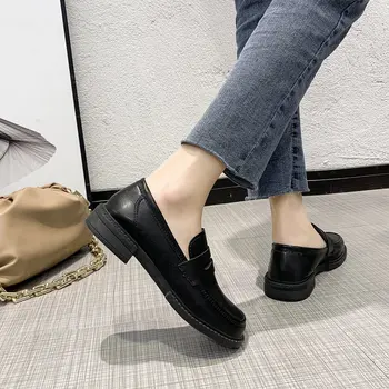 2021 nove modne in elegantne dame nizko peto pure black brown udobno PU dame čevlji ženske čevlje - 