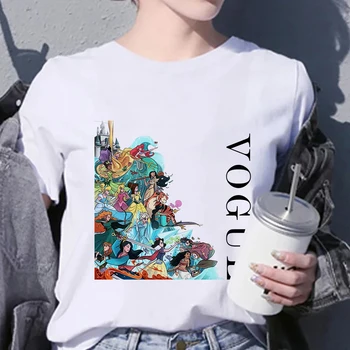 Disney Modi Majica s kratkimi rokavi Ženske Ustvarjalne Kul Princesses Grafično Oblikovanje Kratek Rokav Osebno Slog T srajce Novo 2021 Poletje Tee - 