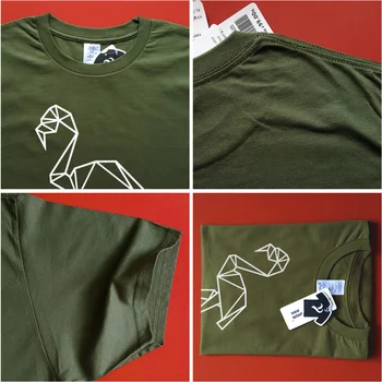Geometrijske Živali Tiskanje T shirt Poligonske Ptica Abstraktna Umetnost Tshirt Flamingo Rdeče-kronan Žerjav Preproste Črte Art T-shirt Unisex - 