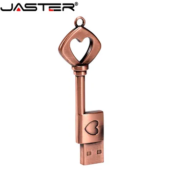 JASTER baker ljubezen srca v obliki ključa usb 2.0 flash drive pendrive pen drive 4gb 8gb 16gb 32gb 64GB kovinski tipke memory Stick darilo - 