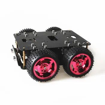 Smart 2-zgodba Avto Robot Komplet 2-plast Kovine, Avtomobilske Šasije RC 2-decker 85mm Plastična Kolesa določenega Modela 4WD Avto Set Za Arduino DIY - 