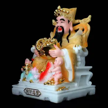 42cm veliko High-grade gilding jade BUDA slika DOMOV trgovina Blaginjo prinašajo denar srečno Bog bogastva Bogastvo CAI SHEN Kip - 