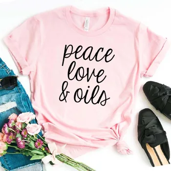 Mir, Ljubezen & Olja Ženske tshirt Bombaž Hipster Smešno t-shirt Darilo Lady Yong Dekle Top Tee Spusti Ladje ZY-360 - 