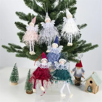 Vesel Božič Volne Angel Doll Obesek Ljubek Mali Angel Dekleta Božič Visi Drevo Okraski, Ustvarjalna Božični Okraski - 