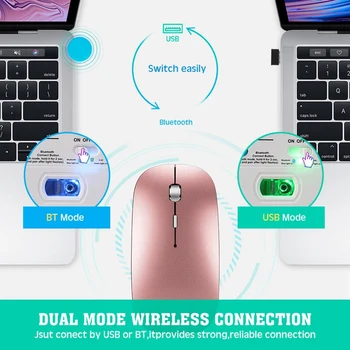Brezžična tehnologija Bluetooth Polnjenje Miško Ultra-Tanek Tiho Miško za Notebook Laptop PC - 