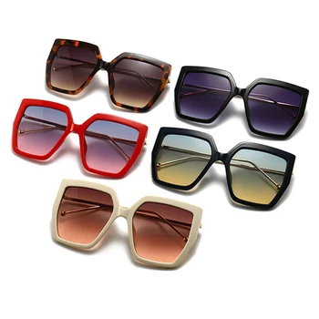 Kvadratni Gradient Odtenkih Za Ženske, Luksuzni Oversize sončna Očala Moda Kovinski Okvir Modra sončna očala Metulj Oculos Feminino - 