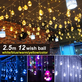 2,5 M 60 LED, ki Želijo Žogo Zavese Niz Luči EU za Zavese Spalnica Poroka Doma Božični Okraski, Razsvetljava luces navidad - 