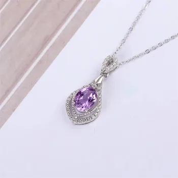Gemstone nakit trgovini SGARIT luksuzne blagovne znamke classic 925sterling srebro vijolični ametist naravne crystal čar, ogrlico, obesek - 