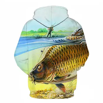 Moda Novo Hoodie Moških Priložnostne Plašč 2021 Najnovejšo 3D Tiskanja Ribe Vzorec Majica Pomlad Jesen Majica Moški - 