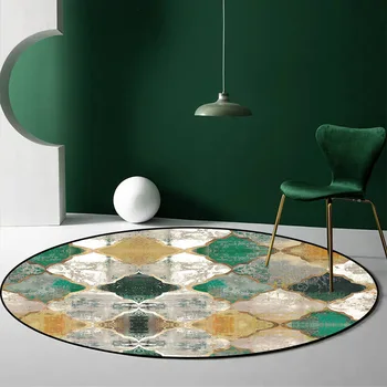 Retro Evropske tekoč rumeno Maroški geometrijo dnevna soba, spalnica košarico stol krog mat preprogo - 