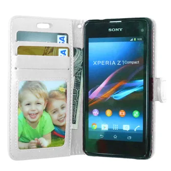 D5503 Mehko TPU & Pu Usnja Flip Case Za Sony Xperia Z1 Kompaktno Plastično Ohišje s Kartico sim Stojalo Za Sony Z1 Mini Mobilni Telefon - 