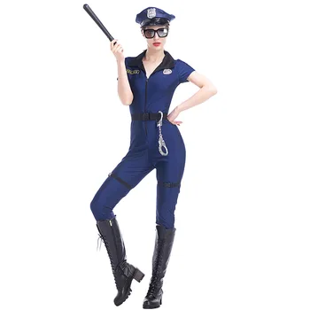 Halloween Purim Odraslih Seksi Stranka Kostume Ženska Direktor Policije Kostum Enotno Jumpsuit za Ženske - 