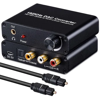 ABHU-Digitalno Analogni Pretvornik 192kHz DAC Podpira nadzor Glasnosti Digital Coaxial SPDIF v Analogni Stereo L/R RCA 3.5 mm Jack Au - 