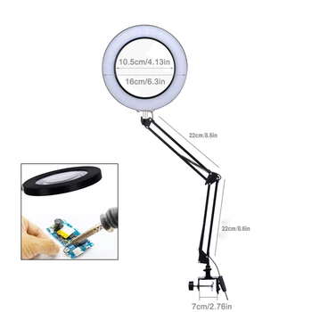 5X Lupo Zatemniti LED USB Zložljiva Dolgo Roko Namizno Svetilko Tabela Svetlobe za Branje Doma Študija Popravilo Orodja Roko Velikosti 22 CM / 33 CM - 
