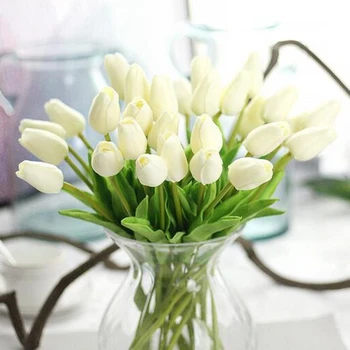 30 Kos Umetno Cvetje Tulipani Pravi Pritisnite Ponaredek Cvetje Ureditev Šopek za Domačo Pisarno svate, Dekoracijo - 