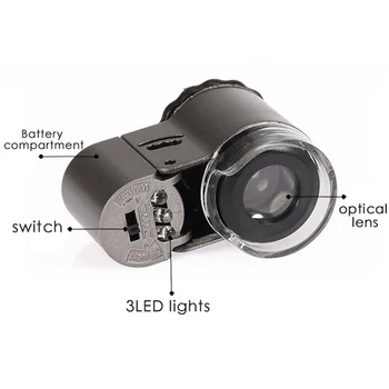 Novi Mini Objektiv 50X Žep Lupo Mikroskopom LED UV Svetlobo, Nakit, Izobraževanje, Poudarek Nastavljiv Loupe Stekla Valuti Detektor - 