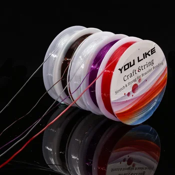 Ornament žice, pisane elastične žice, fishwire, pregleden kristalno žice, 0,6 mm rdeča, 15m kristalov zapestnica elastične žice - 