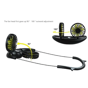 360 ° Obračanje Sova Vratu Fan, Prenosni USB Zložljiva Dual Fan Namizni Ventilator Zraka Hladilnik za Office Potovanje Teče - 