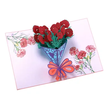 Nagelj Ročno izdelane Voščilnice za Rojstni dan Poročno Vabilo 3D Pop Up Card Nov materinski dan card - 