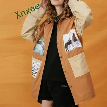 Xnxee 2019 nov prihod pomladi moda vrh rjavo jakno ženski korejskem slogu svoboden poletne jakna - 