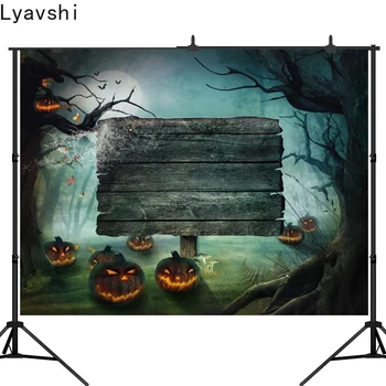 Lyavshi ozadje za foto studio Halloween gozd buče noč luna grozno fotografija ozadje photocall photobooth - 