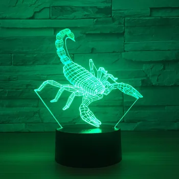 Novost Scorpion LED 3D Noč Ligh Ustvarjalne namizne Svetilke novoletne Lučke Led Lampe 3d Iluzije, Dekorativni Vzdušje lučka - 