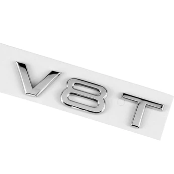 Avto Zadaj Kovinski V8T Emblem Značko Nalepke, Srebrne Styling Primerna za A1 A3 A4 A5 A6 A7 V3 V5 V7 S6 S7 S8 S4 - 