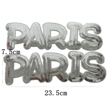 2pcs Železa Na Obliži Oblačila Moda Parizu Sequined Obliži Srebrna Zlata Tiste Nalepke, 3D Šivanje Obliži DIY Dekoracijo - 