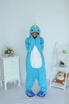Kigurumi Onesies Cosplay Kostum Unisex Odraslih Narwhal Sleepwear Pižame Božič Živali Risanka Sleepsuit Halloween Pižami - 