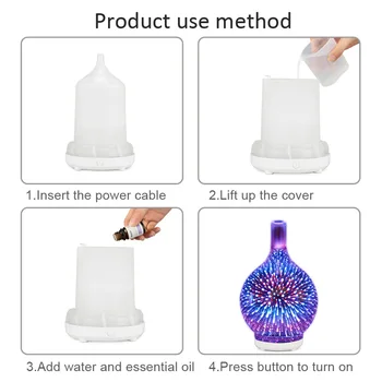 3D Stekla Zraka Vlažilnik Prenosni Aromaterapija Vlažilniki zraka Diffusers S 7 Color Light Arom Difuzor Za Dom - 