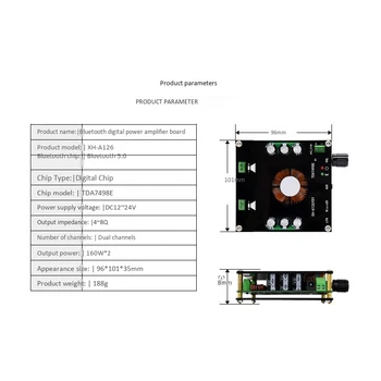 IS-A126 320W Ojačevalnik High Power Bluetooth 5.0 Digitalni Ojačevalnik Odbor TDA7498E Avdio Ojacevalnikom Modul 160Wx2 - 