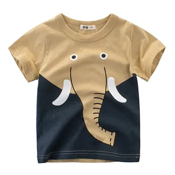 Poletje Otrok, Fant T-shirt Živali Tiskanja Kratek Rokav Tee Srajce Otroci Slon Lions Žirafa Moda Priložnostne Vrhovi Oblačila - 