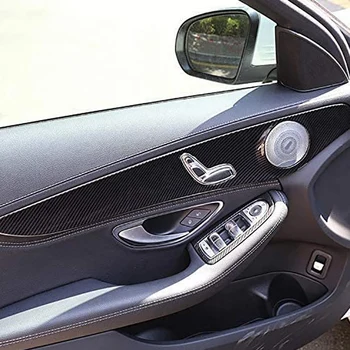 4Pcs Ogljikovih Vlaken Slog Notranjosti Vrat Dekoracijo Plošča Pokrov Okraskov za Mercedes Benz C Razred W205 C180-2020 - 