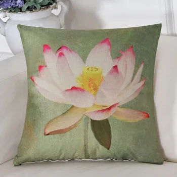 Nove Klasične Dekorativni Nazaj Pasu Vzglavnik Lotus Listi Cvet Cvjetnim Tiskanja Kvadratnih 18 inch 45 cm Blazine Pokrov Vrgel Blazino - 