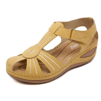 Poletje ženske sandale PU Kavljem & Zanke Klini Udoben Mehko Dame Sandale zapatos de mujer ženske čevlje velikost 36-44 modra Kaki siva - 